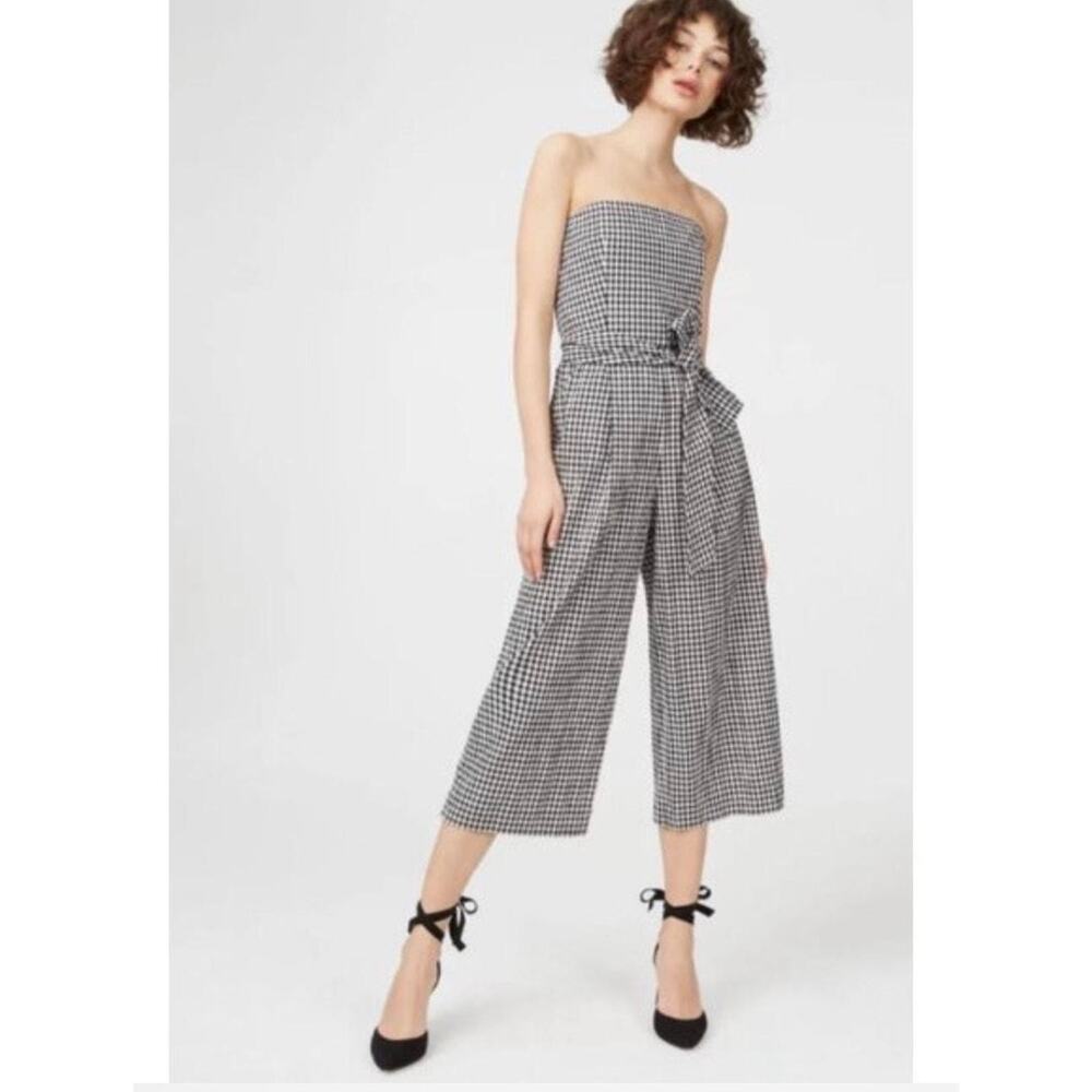 Club Monaco Tiphanie Strapless Wide Cropped Leg Gingham Jumpsuit Size 2